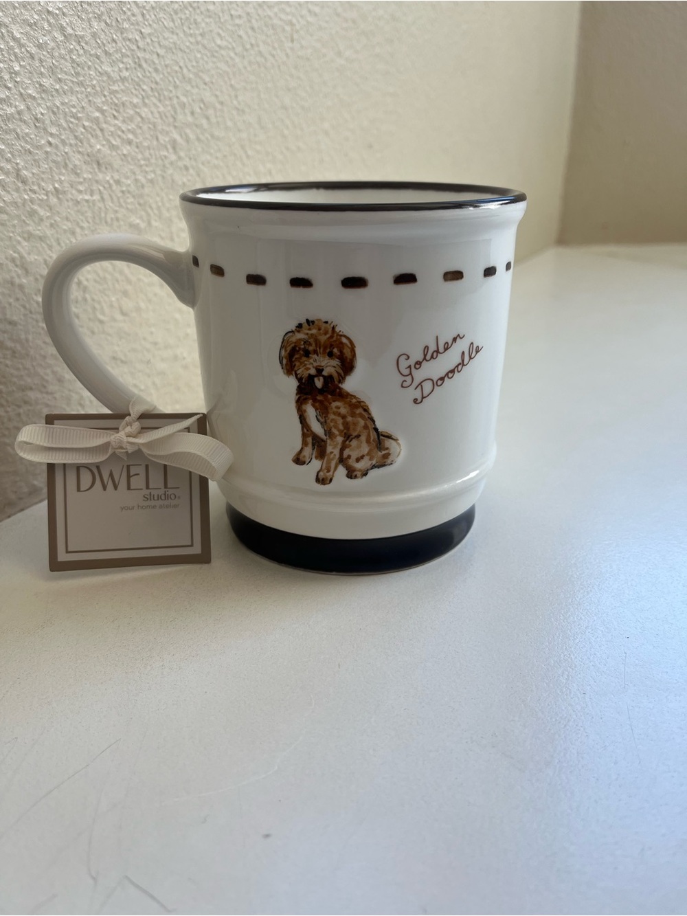 dwell Golden Doodle Ceramic Mug - White & Brown